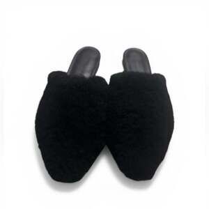 Jenni Kayne Women's Black Shearling
Fuzzy Leather Slip On Mules Size 36 / 6
